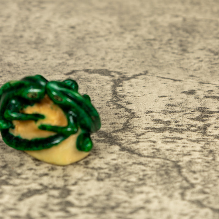 2 Green Iguana Lizard Tagua Nut Carving