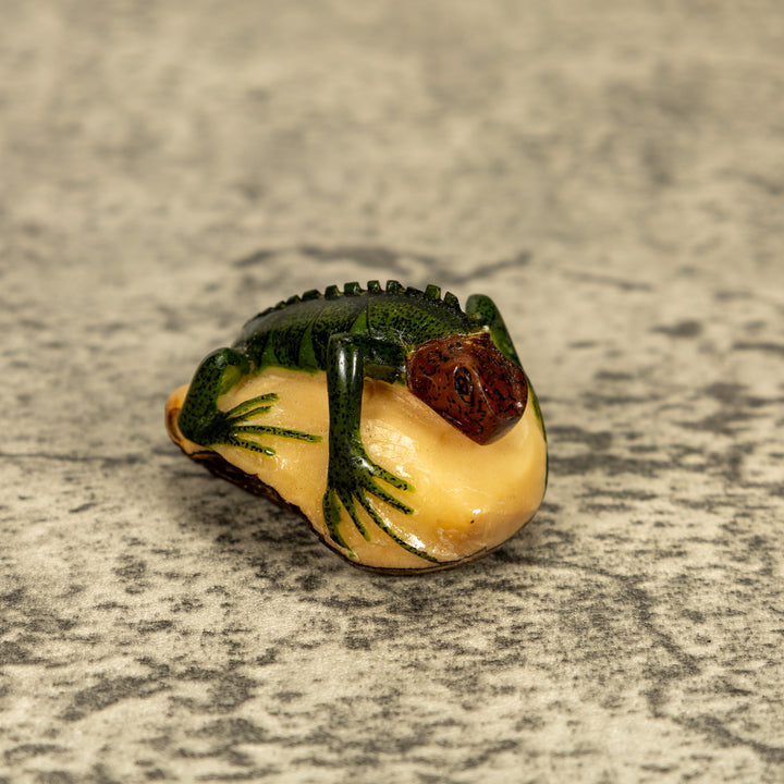 Green Iguana Lizard Tagua Nut Carving