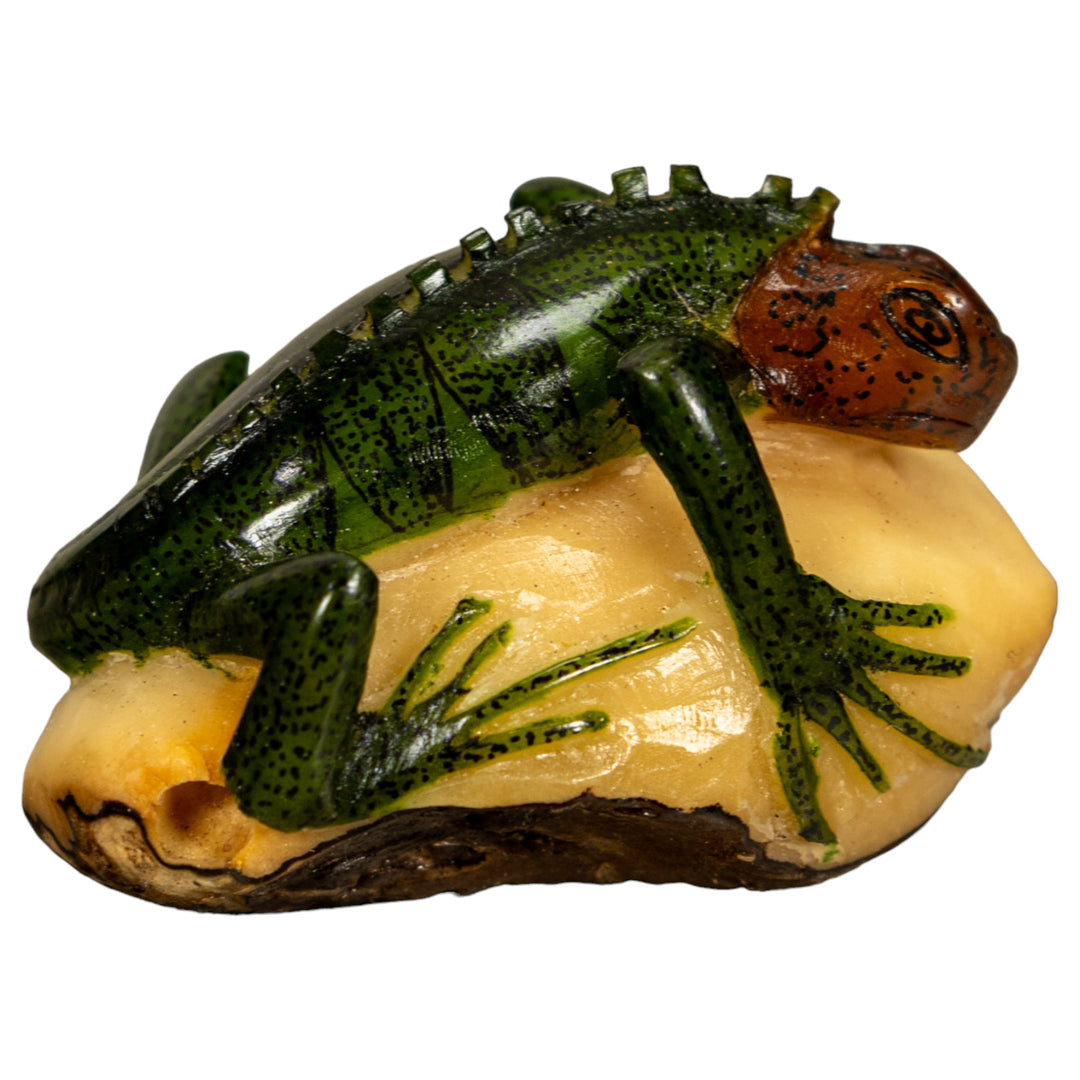 Green Iguana Lizard Tagua Nut Carving