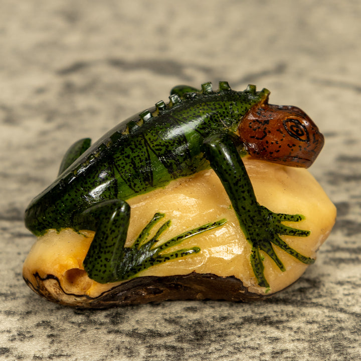 Green Iguana Lizard Tagua Nut Carving