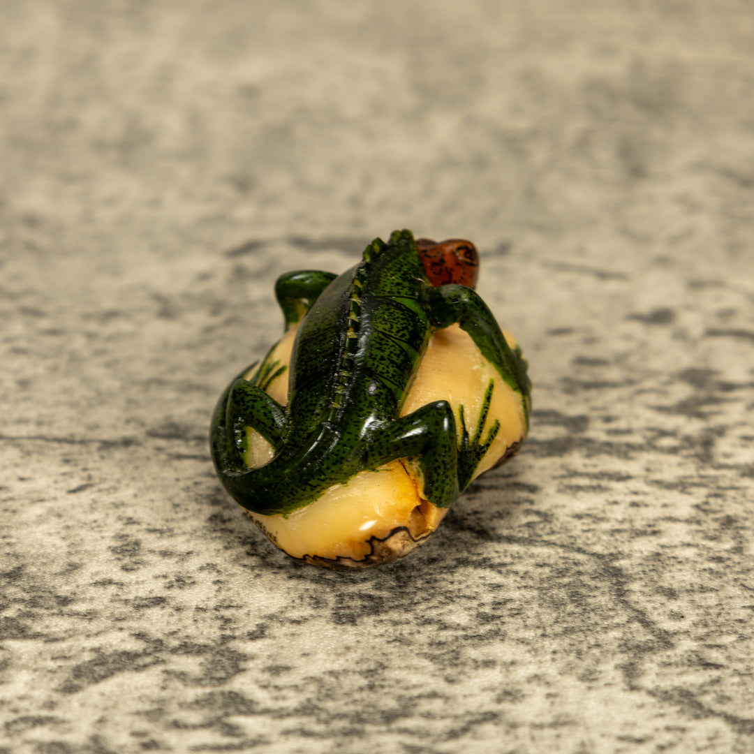 Green Iguana Lizard Tagua Nut Carving