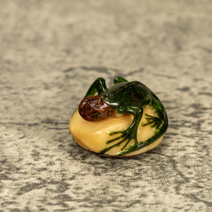 Green Iguana Lizard Tagua Nut Carving