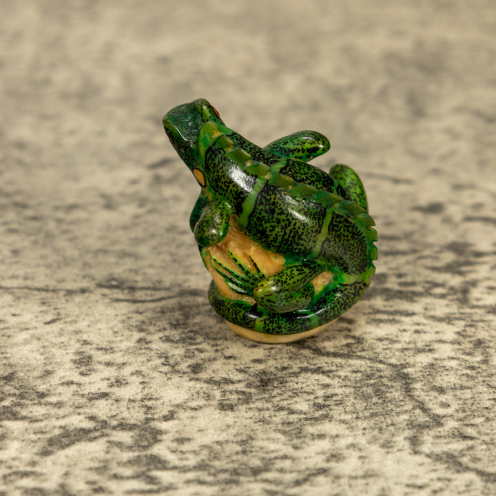 Green Iguana Lizard Tagua Nut Carving