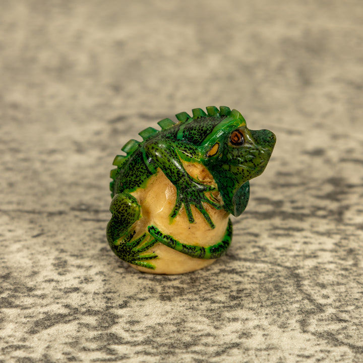 Green Iguana Lizard Tagua Nut Carving