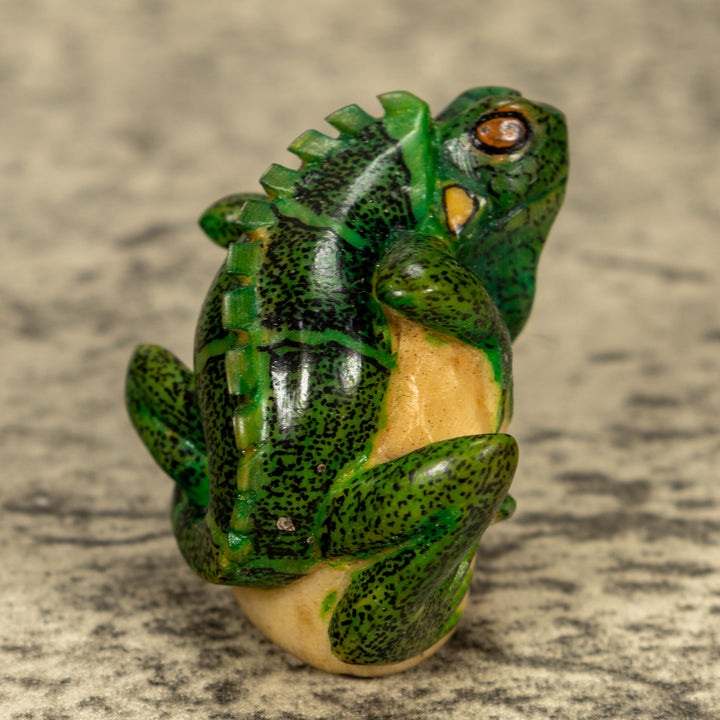Green Iguana Lizard Tagua Nut Carving