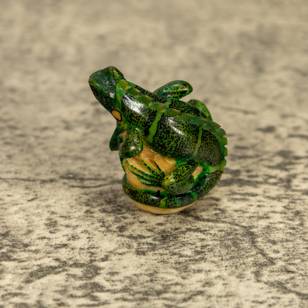 Green Iguana Lizard Tagua Nut Carving