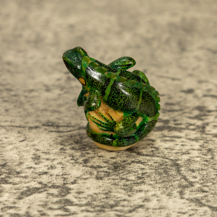 Green Iguana Lizard Tagua Nut Carving