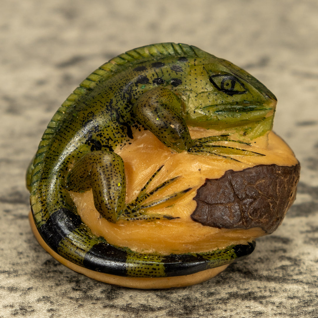Green Iguana Lizard Tagua Nut Carving