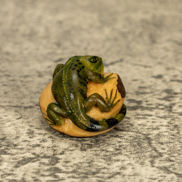 Green Iguana Lizard Tagua Nut Carving