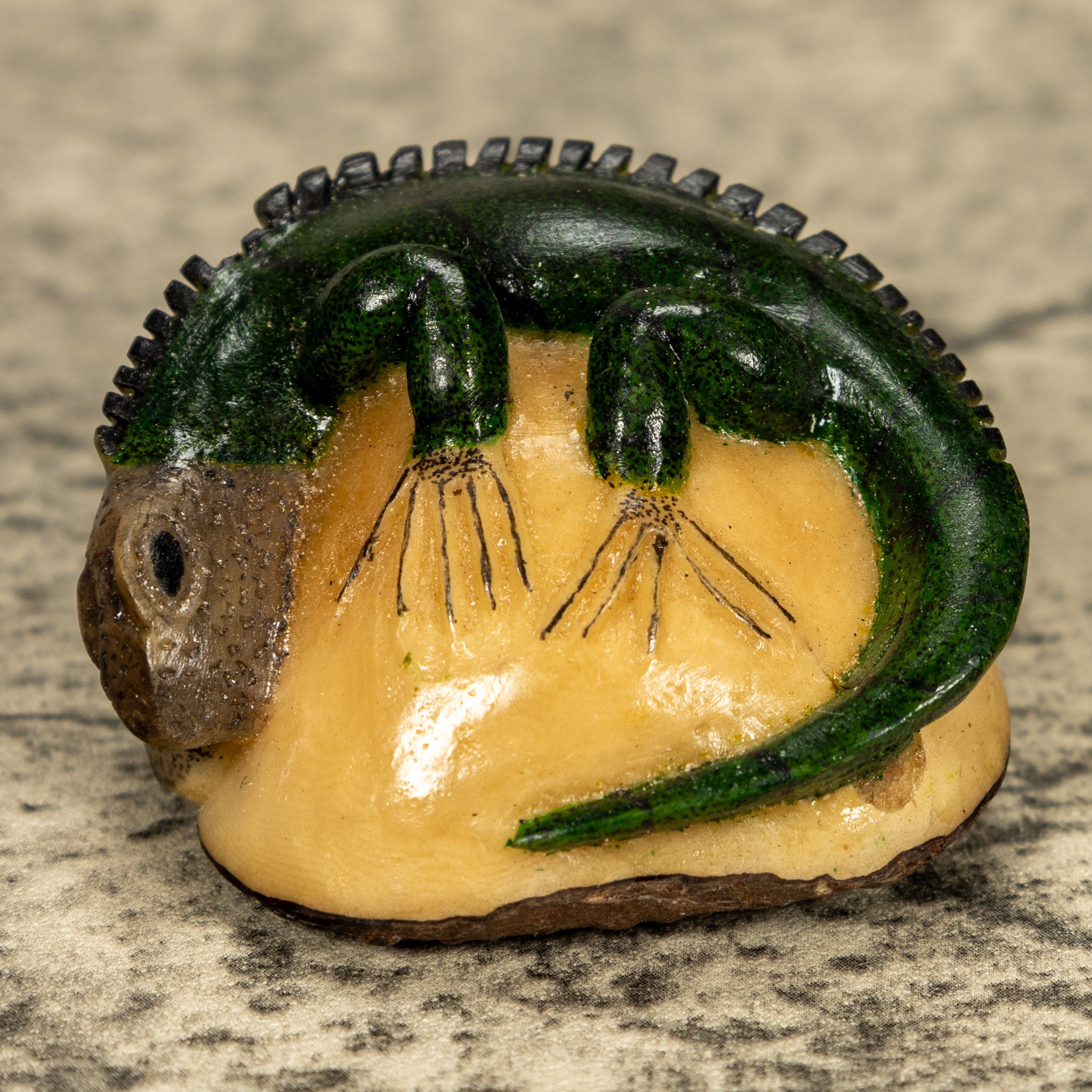BARGAIN Green Iguana Lizard Tagua Nut Carving
