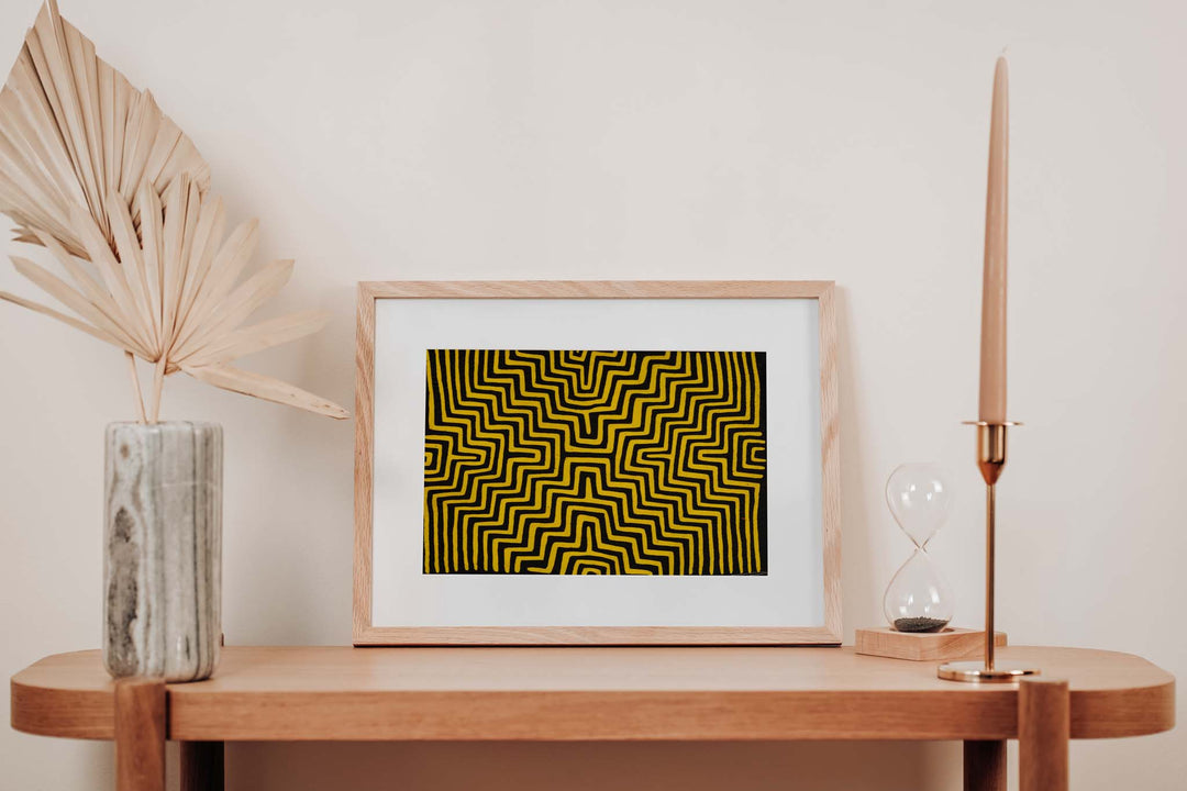 Vintage Black And Yellow Maze Mola