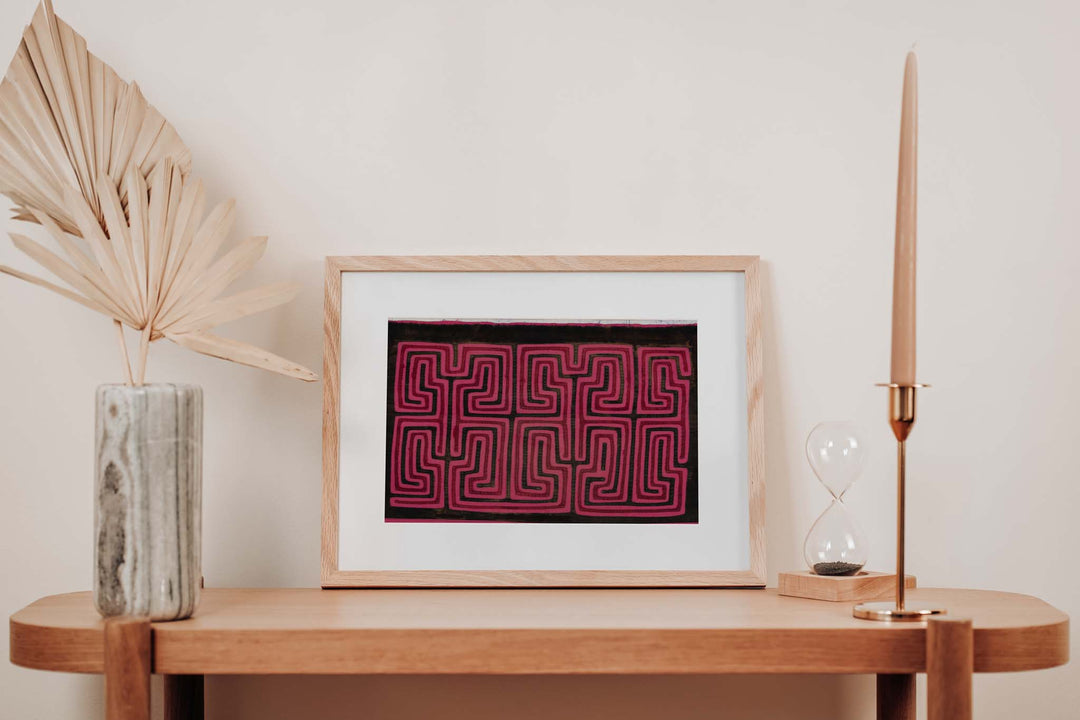 Pink And Black Classic Design Machine Stitch Mola