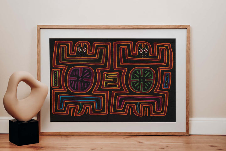 Black And Burgundy Pre-Colombian Design Mola