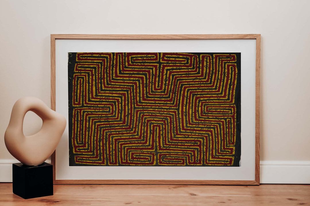 Vintage Red And Yellow Maze Mola