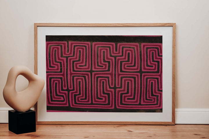 Pink And Black Classic Design Machine Stitch Mola