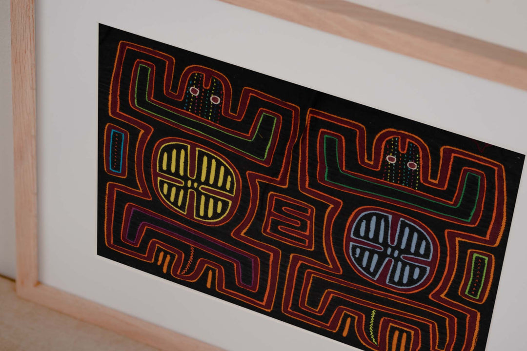 Black And Burgundy Pre-Colombian Design Mola