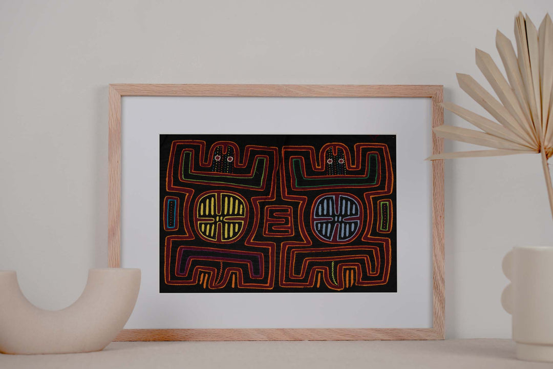 Black And Burgundy Pre-Colombian Design Mola