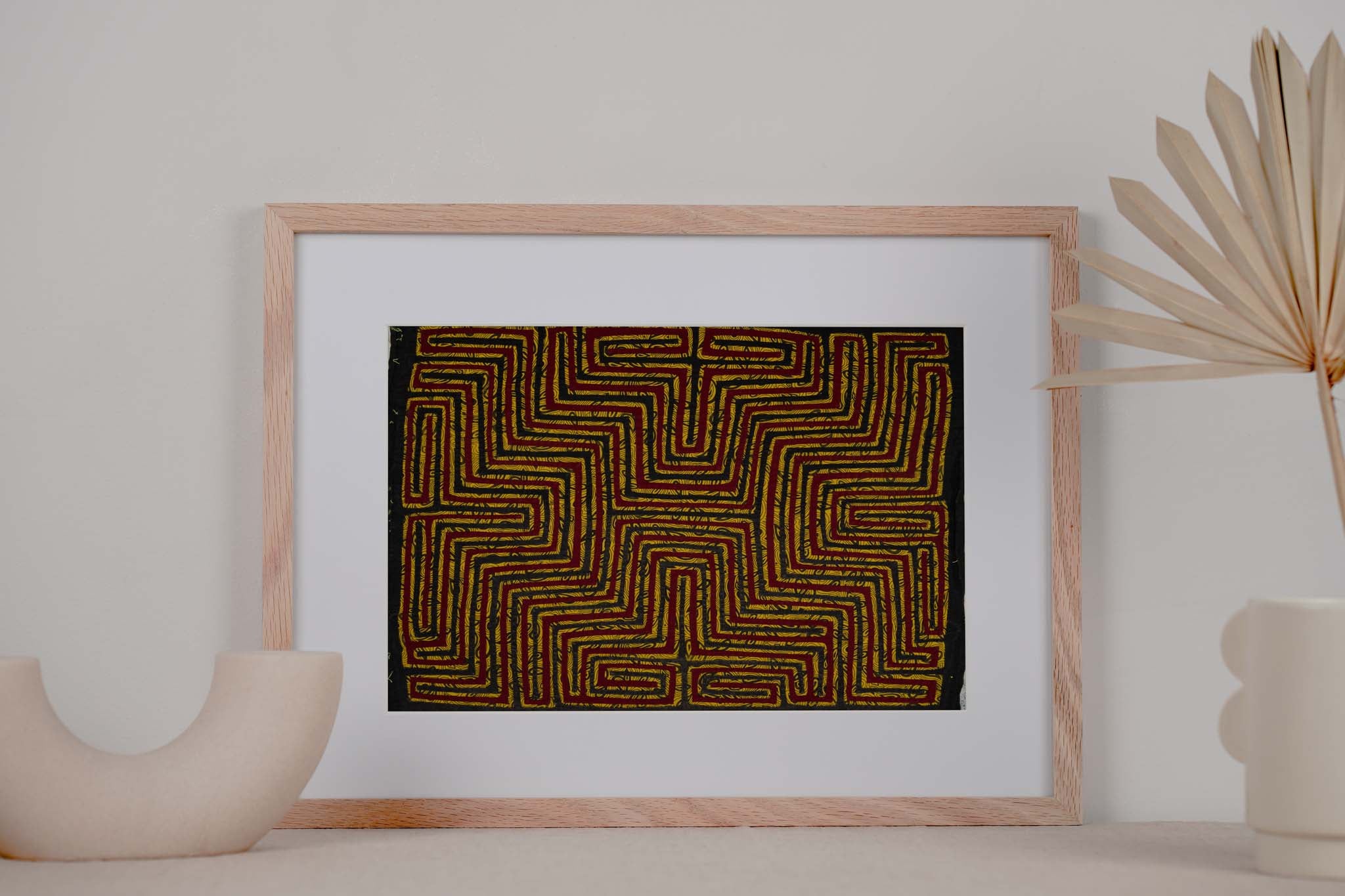 Vintage Red And Yellow Maze Mola