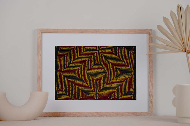 Vintage Red And Yellow Maze Mola