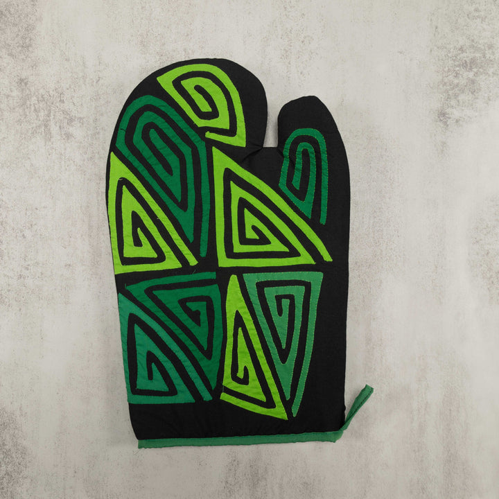 Artisan Panama Mola Green and Lime Oven Mitt