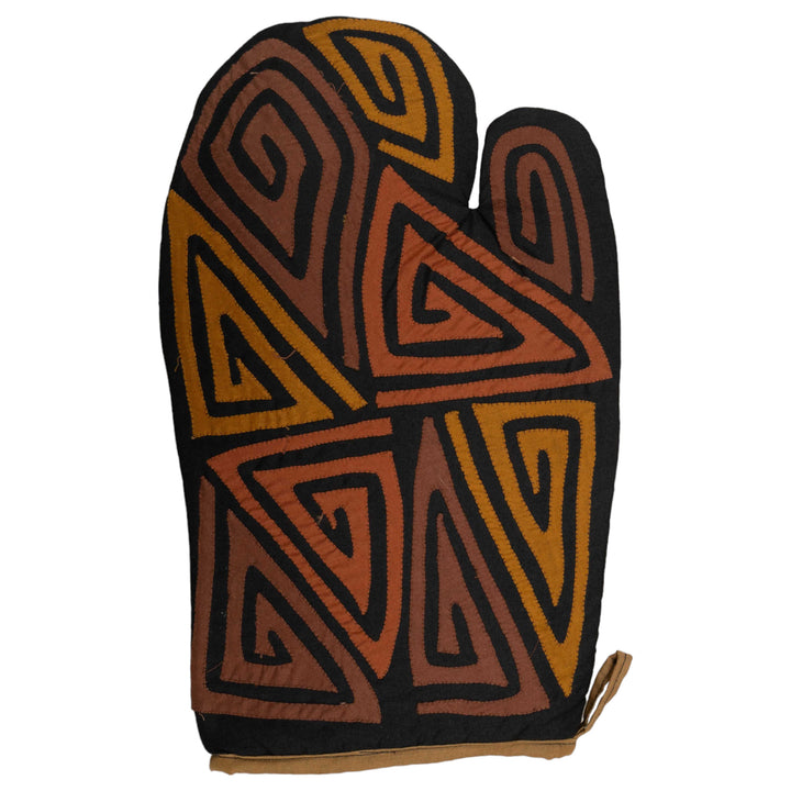 Artisan Panama Mola Brown and Copper Oven Mitt