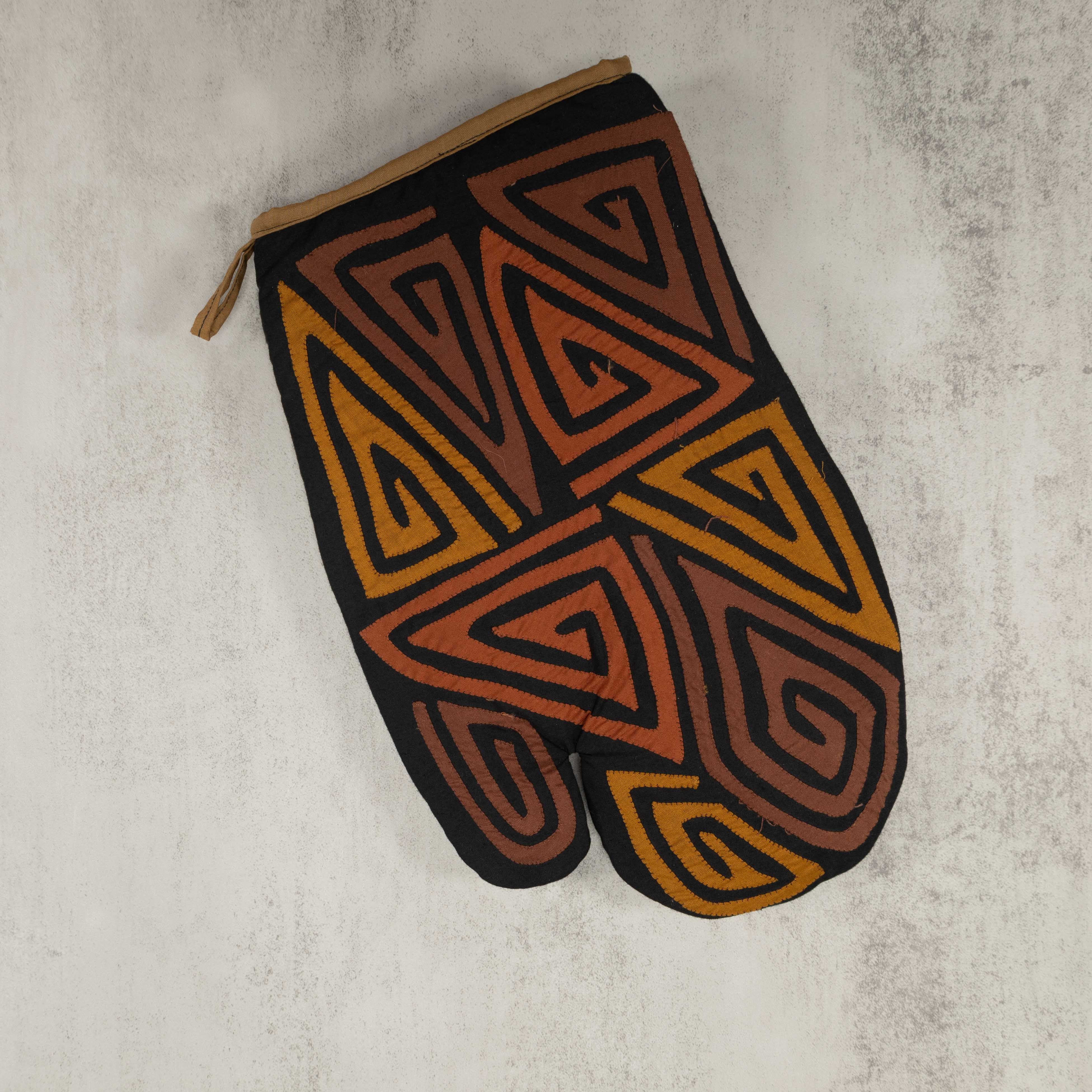 Artisan Panama Mola Brown and Copper Oven Mitt