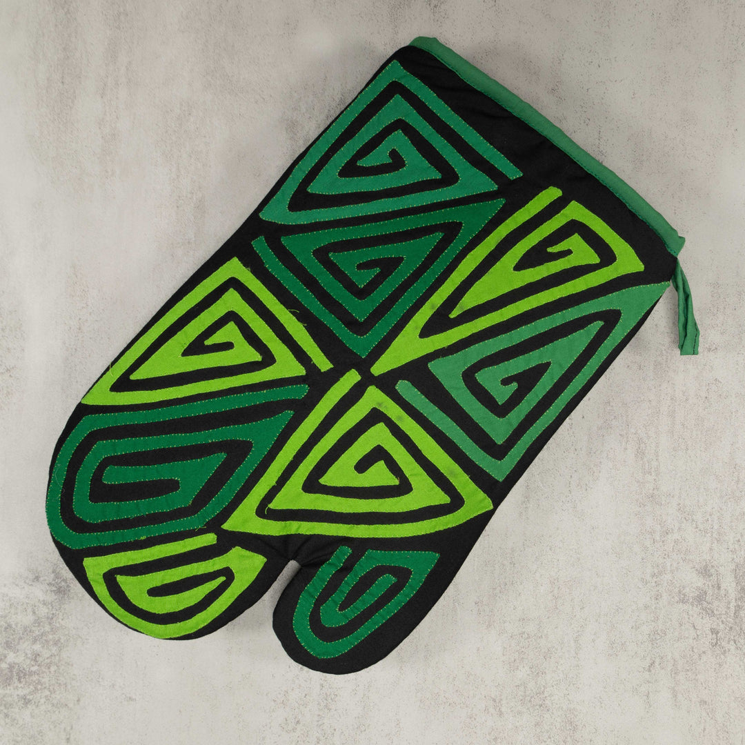 Artisan Panama Mola Lime and Green Oven Mitt