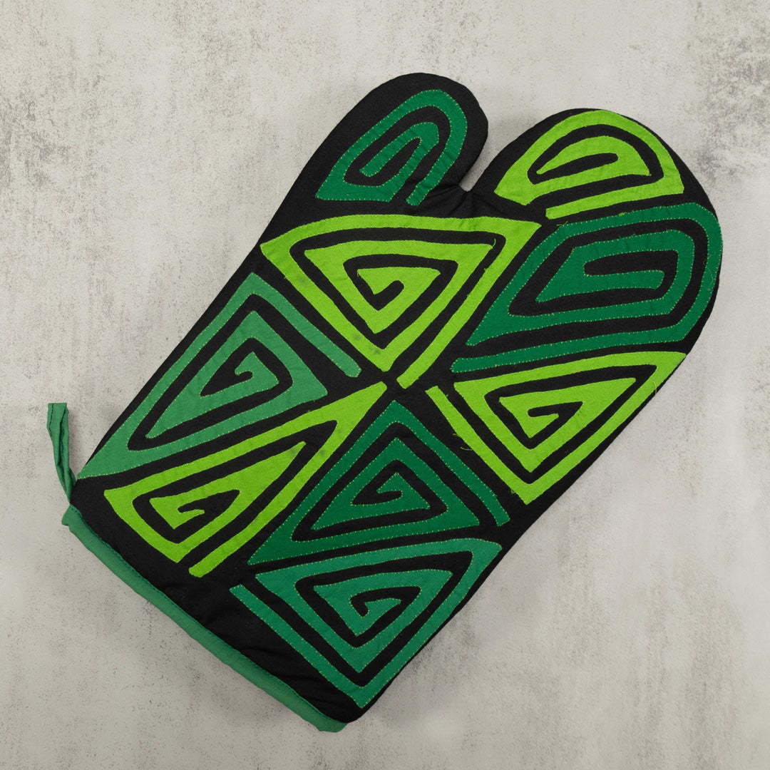 Artisan Panama Mola Lime and Green Oven Mitt