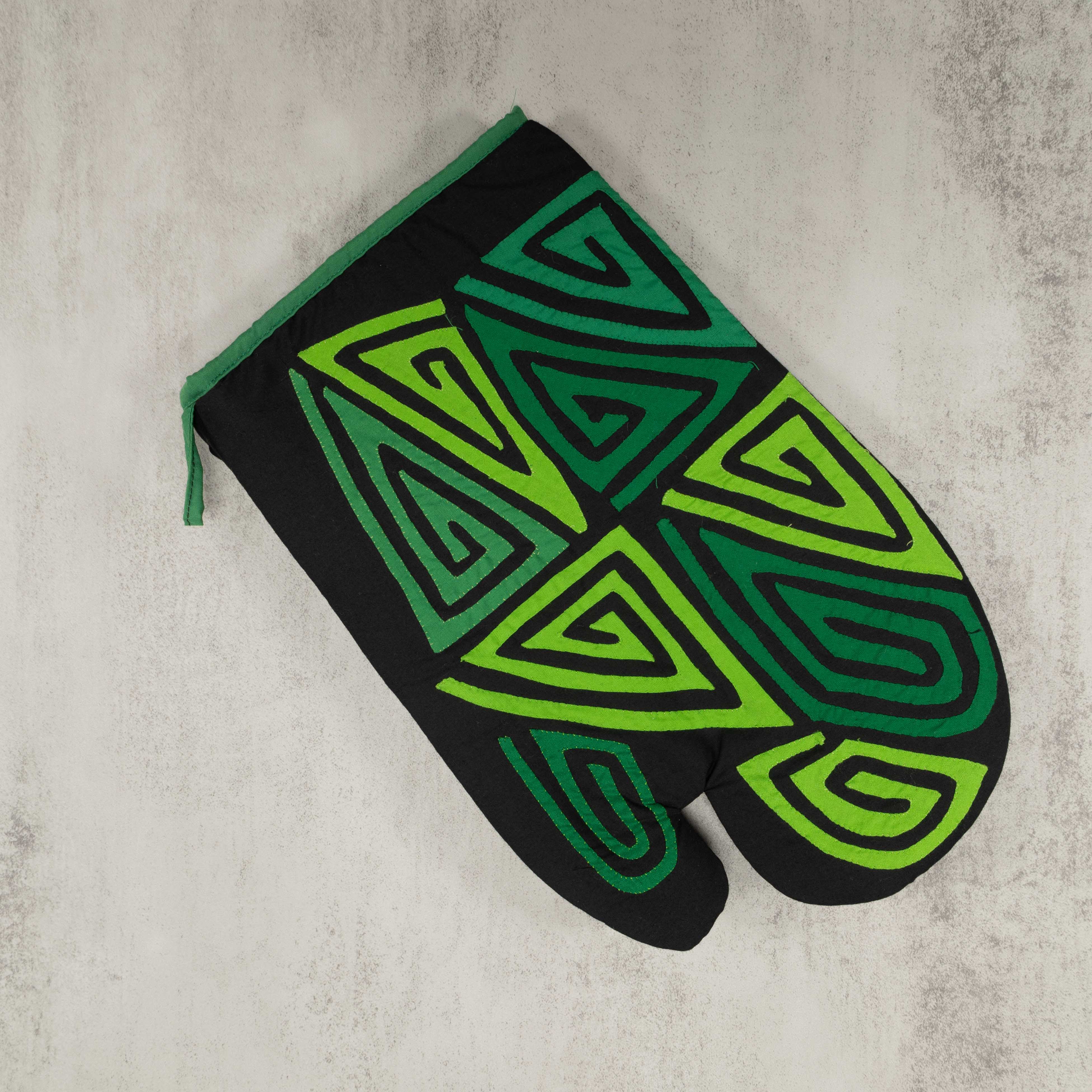 Artisan Panama Mola Green and Lime Oven Mitt