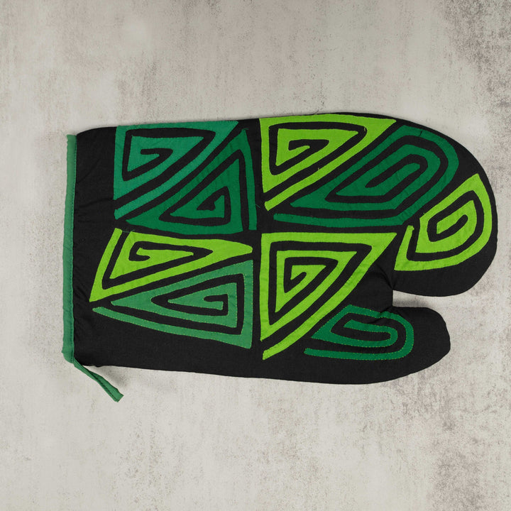 Artisan Panama Mola Green and Lime Oven Mitt