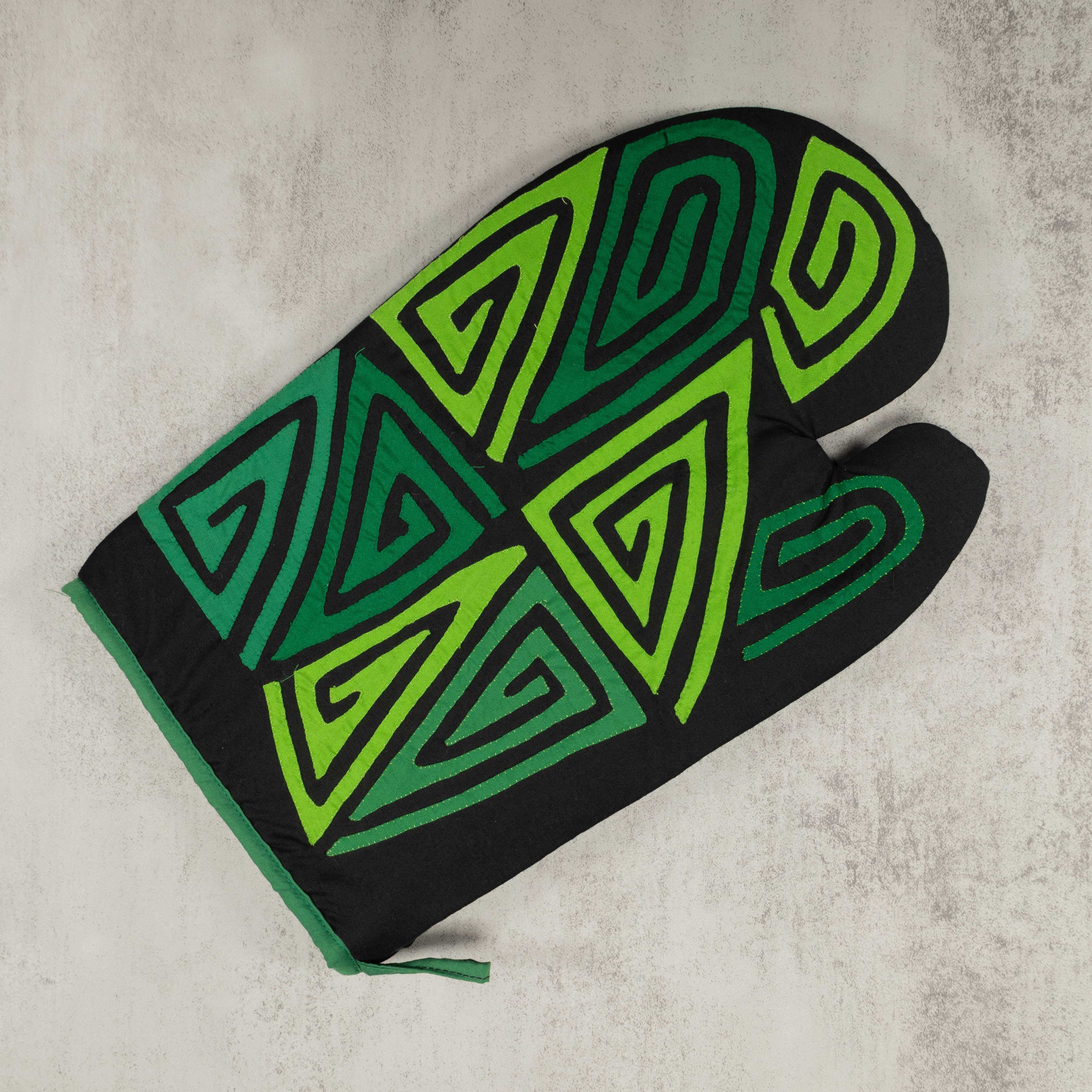 Artisan Panama Mola Green and Lime Oven Mitt