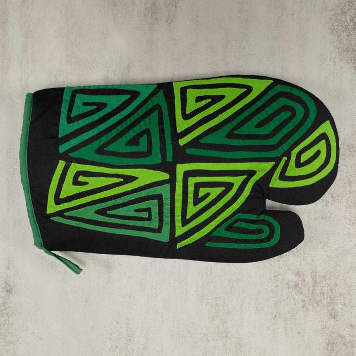 Artisan Panama Mola Green and Lime Oven Mitt