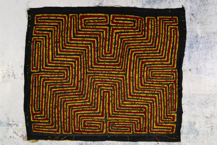 Vintage Red And Yellow Maze Mola