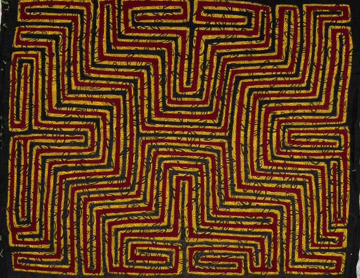 Vintage Red And Yellow Maze Mola