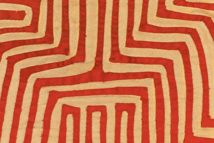 Vintage Red And Gold Peru Nazca Lines Mola