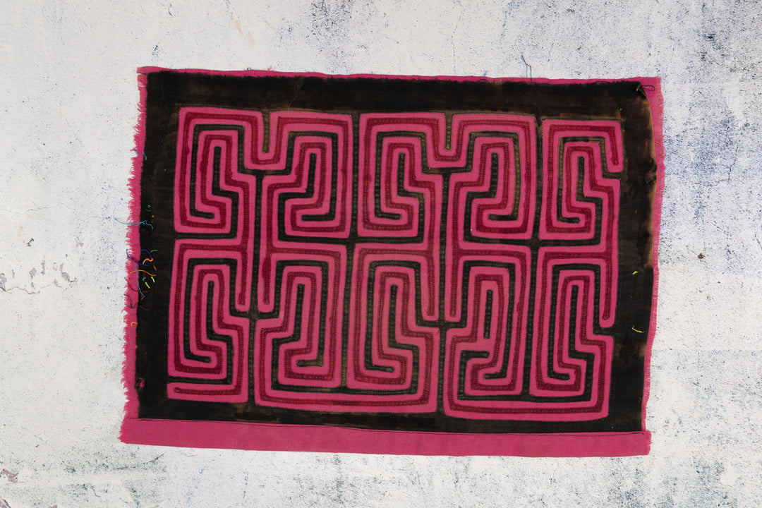 Pink And Black Classic Design Machine Stitch Mola