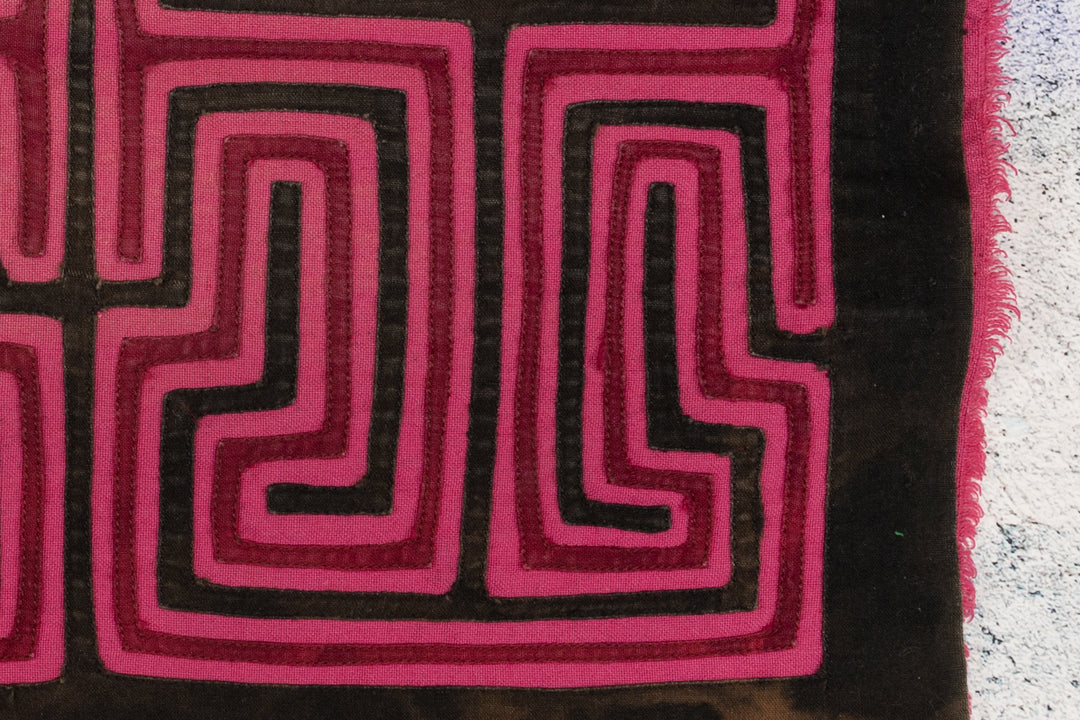 Pink And Black Classic Design Machine Stitch Mola