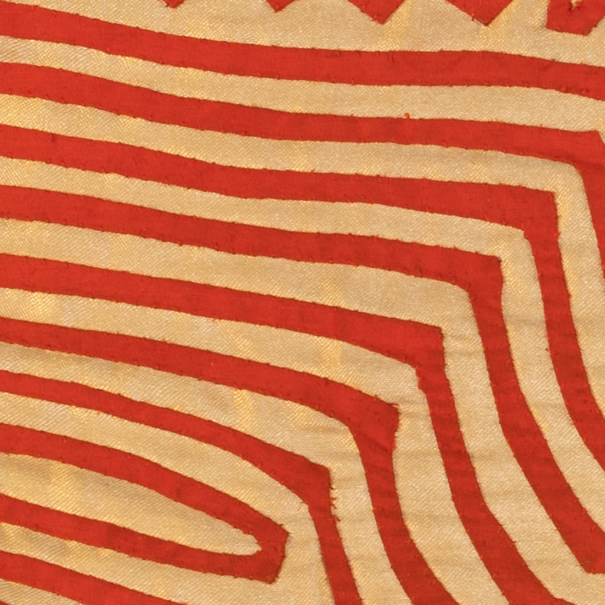 Vintage Red And Gold Peru Nazca Lines Mola