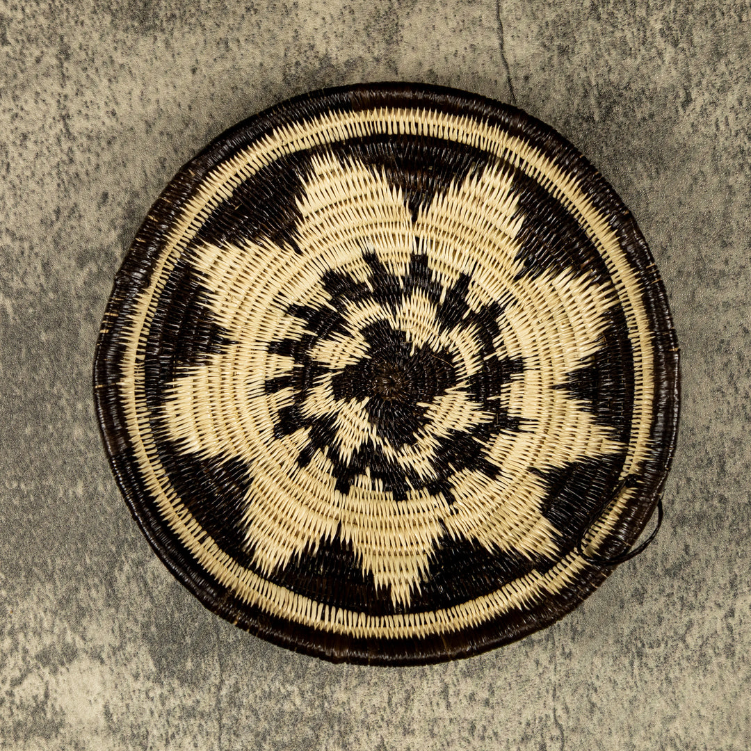 Black And White Hand Woven Plate Basket