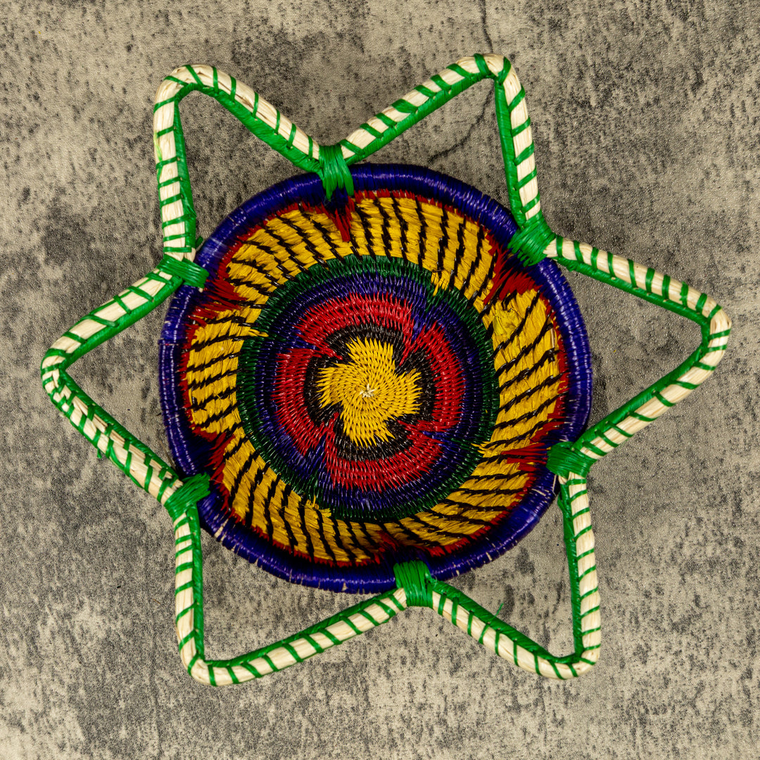 New Design Purple And Gold Hand Woven Plate Basket