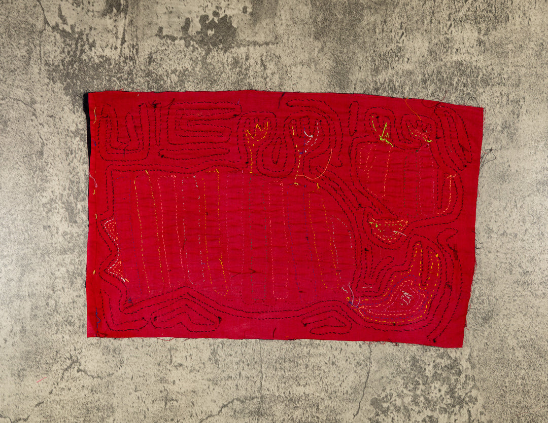 Black And Red Mother And Child Mola