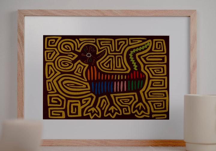 Maroon And Gold Critter Optical Illusion Mola