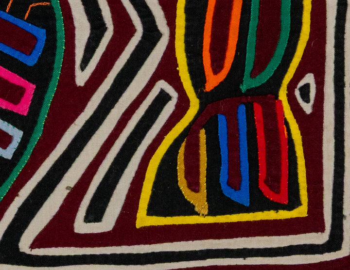 Black White And Maroon Bird And Horse Mola