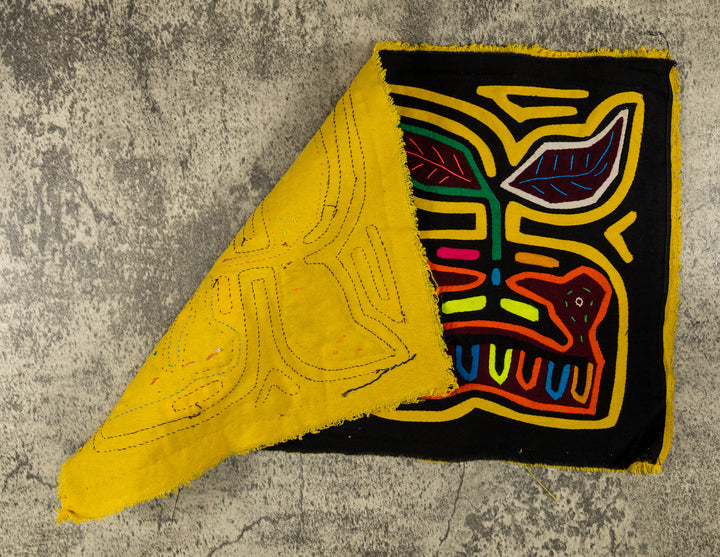 Black And Yellow Apple With Worm Mola