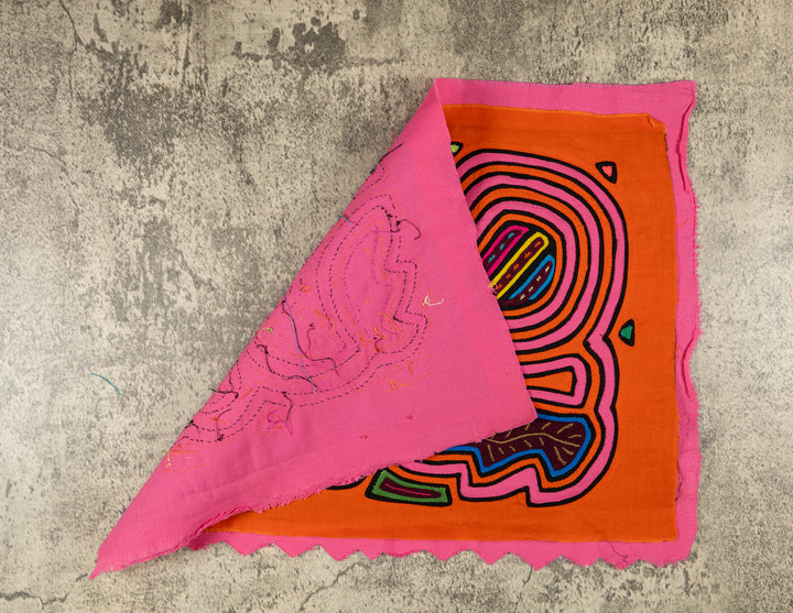 Orange And Pink Bird Riding The Waves Mola