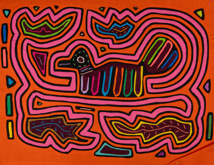 Pink And Orange Bird Riding The Waves Mola