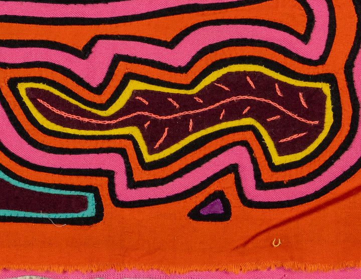 Pink And Orange Bird Riding The Waves Mola