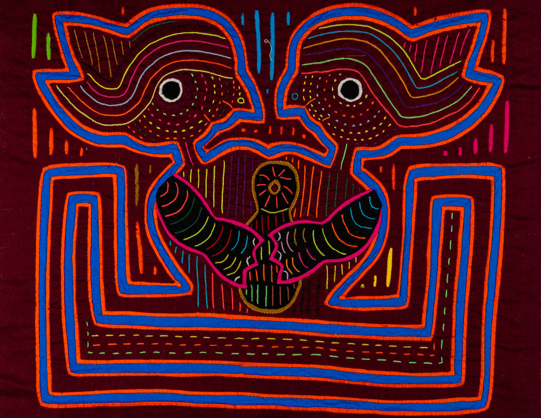 Burgundy Blue And Orange Optical Illusion Mola