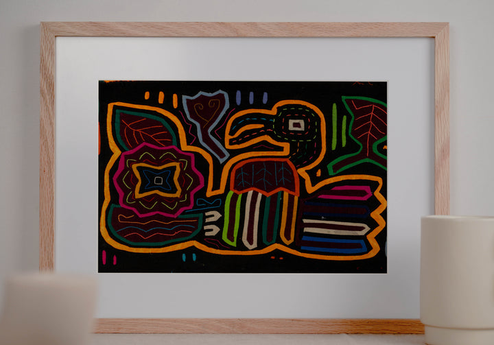 Neon Orange And Black Toucan Bird Mola