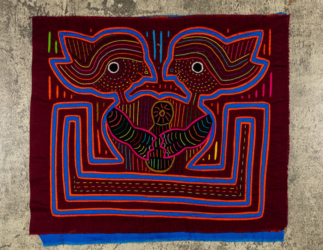Burgundy Blue And Orange Optical Illusion Mola